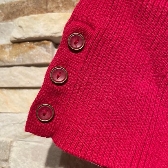 Moda International Red Turtleneck Sweater | Short Sleeve, 100% Cotton - Picture 5 of 5